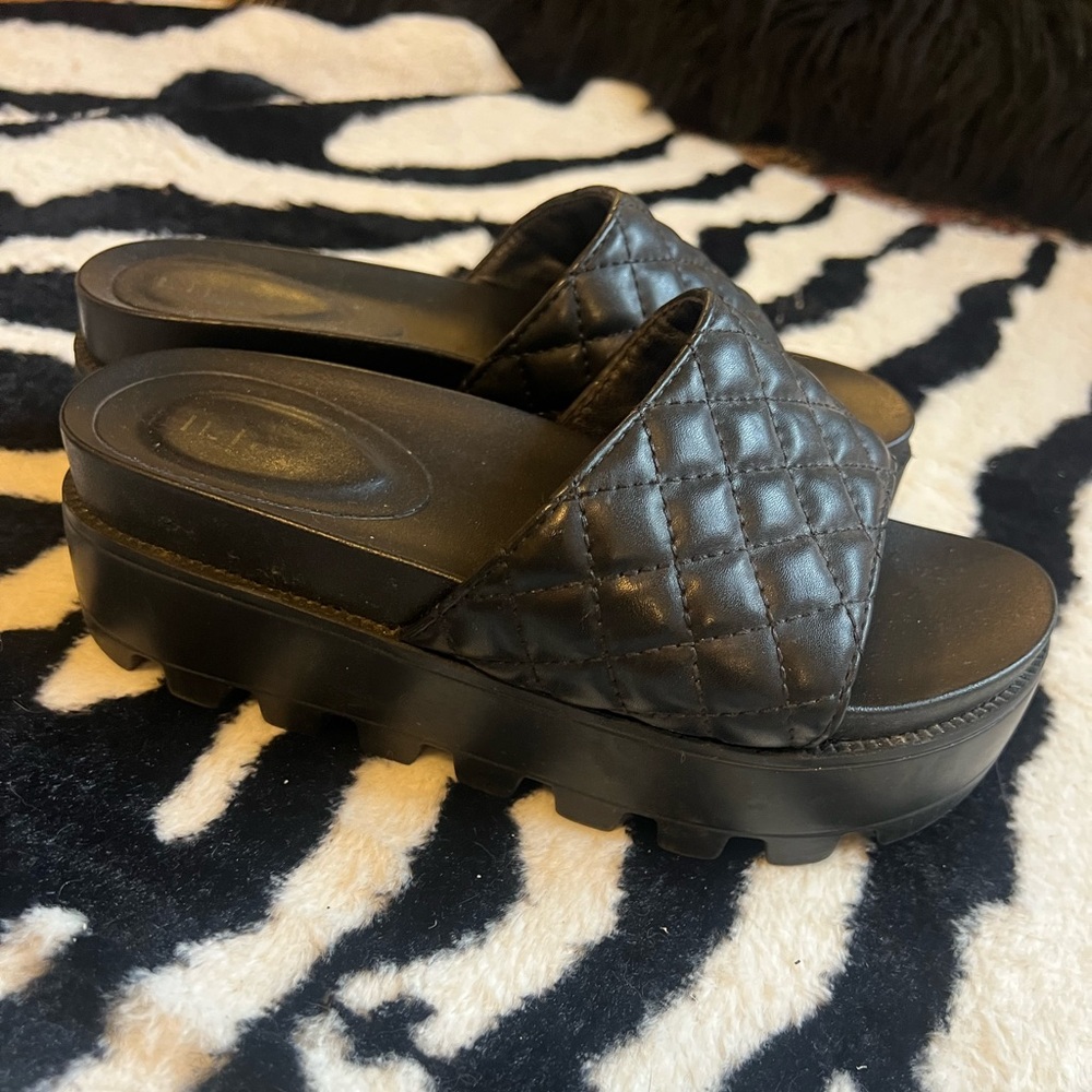 Black Platform Sandal Slides